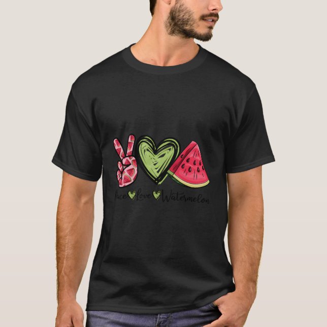Peace Liebe Watermelon - Funny Summer Fun Redewend T-Shirt (Vorderseite)