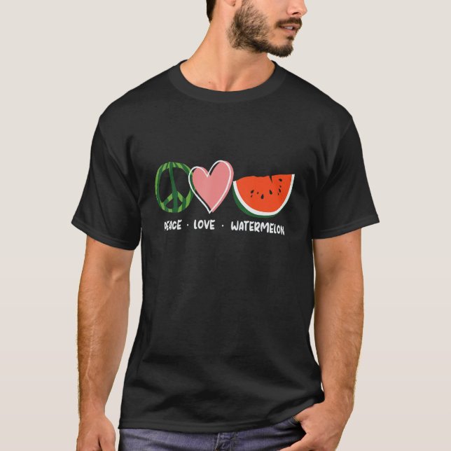 Peace Liebe Watermelon Happy Watermelon Day T-Shirt (Vorderseite)