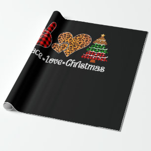 Peace Liebe Weihnachtsbaum Kariert Leopard Print Geschenkpapier