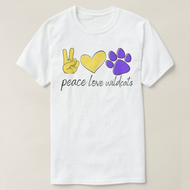 Peace Liebe Wildcats School Team Spirit T-Shirt (Design vorne)