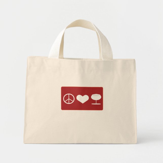Peace Liebe Wine T - Shirt Mini Stoffbeutel (Vorne)
