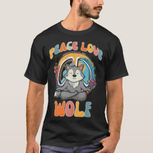 Peace Liebe Wolf Hippie Yoga Hippies Meditation Hu T-Shirt