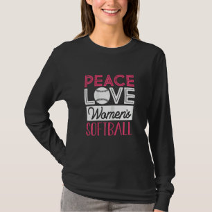 Peace Liebe Womens Softball Graphics Women Girls P T-Shirt