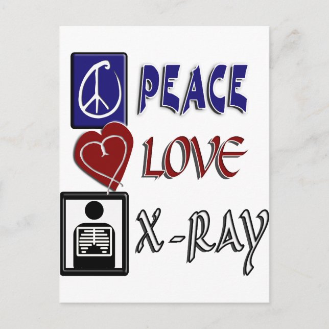 PEACE LIEBE XRAY POSTKARTE (Vorderseite)