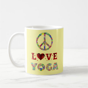 Peace Liebe Yoga farbenfroh Inspiration Kaffeetasse