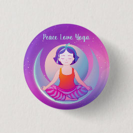 Peace Liebe Yoga Girl Meditation im Weltraum Button