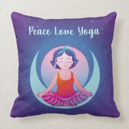 Peace Liebe Yoga Girl Meditation im Weltraum Kissen