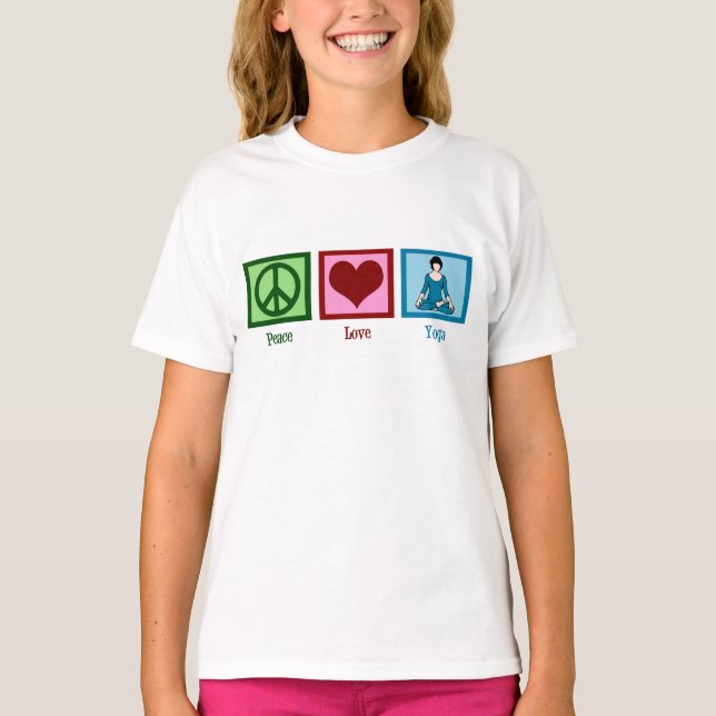 Peace Liebe Yoga Kids T-Shirt (Vorderseite)