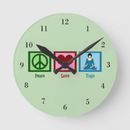 Peace Liebe Yoga Runde Wanduhr
