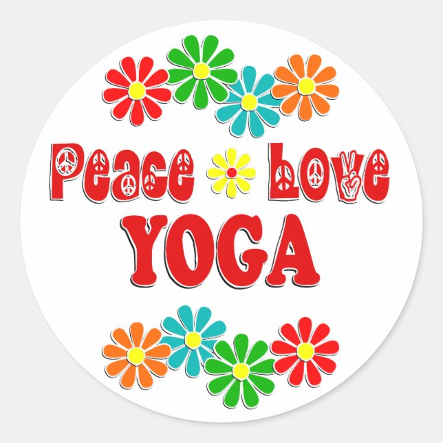 Peace Liebe Yoga Runder Aufkleber (Vorderseite)