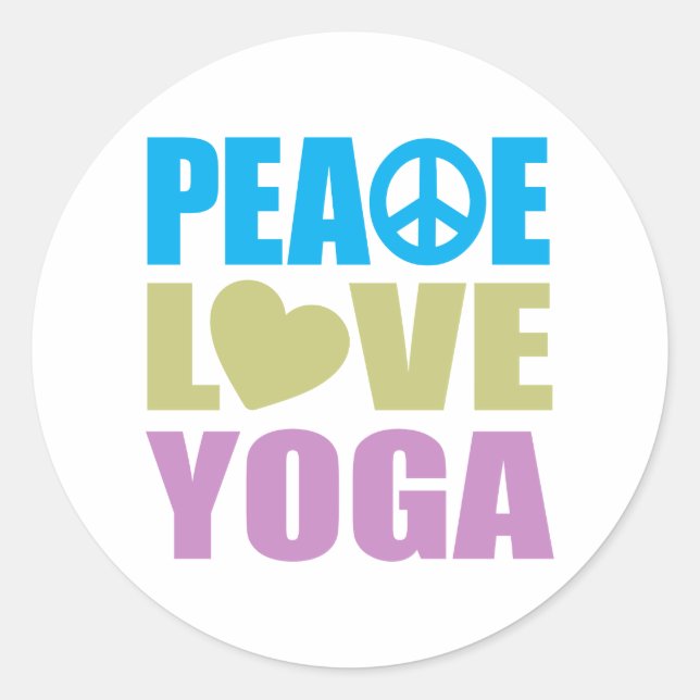 Peace Liebe Yoga Runder Aufkleber (Vorderseite)