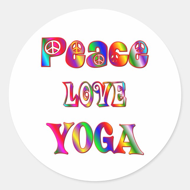 Peace Liebe Yoga Runder Aufkleber (Vorderseite)