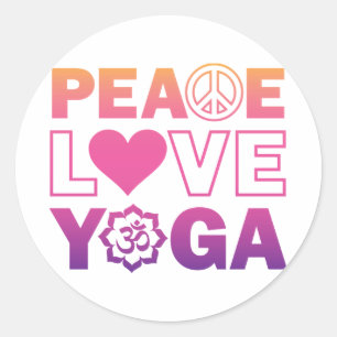 Peace Liebe Yoga Runder Aufkleber