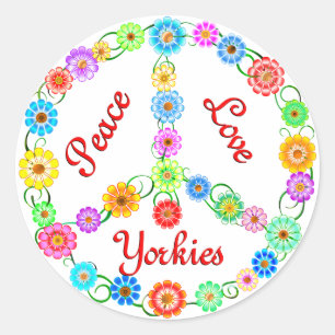Peace Liebe Yorkies Runder Aufkleber