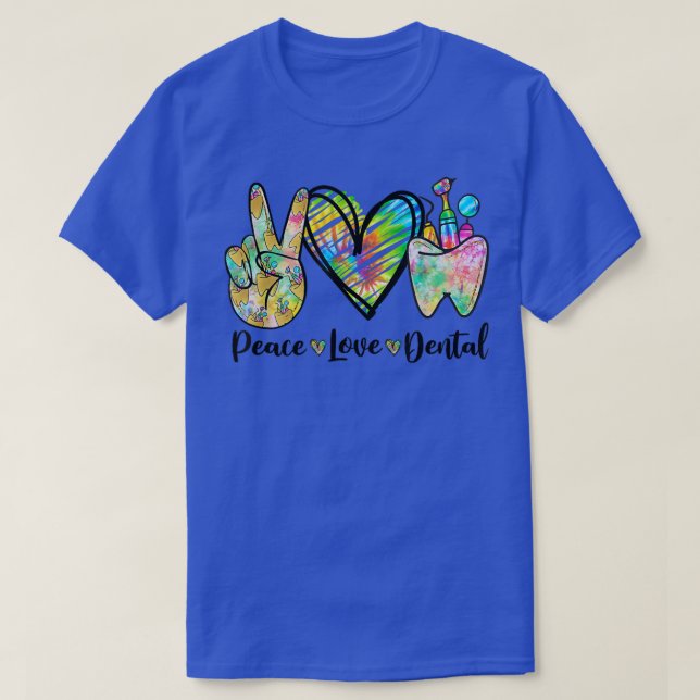 Peace Liebe Zahnliche Gefärbte Krawatte Herzschmer T-Shirt (Design vorne)