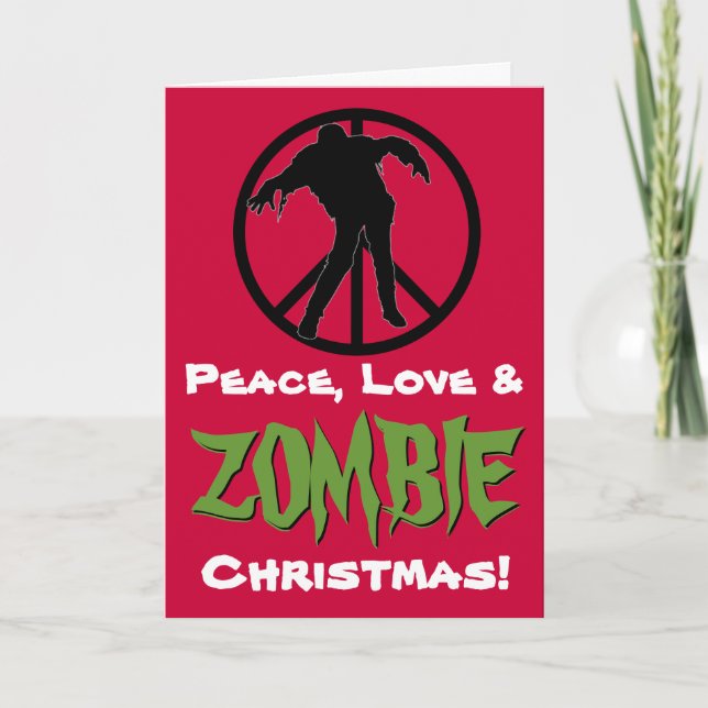 Peace Liebe ZOMBIE Weihnachtsgottkarte Feiertagskarte (Vorderseite)