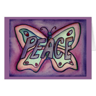 Peace Lila Butterfly Art Note oder Grußkarte