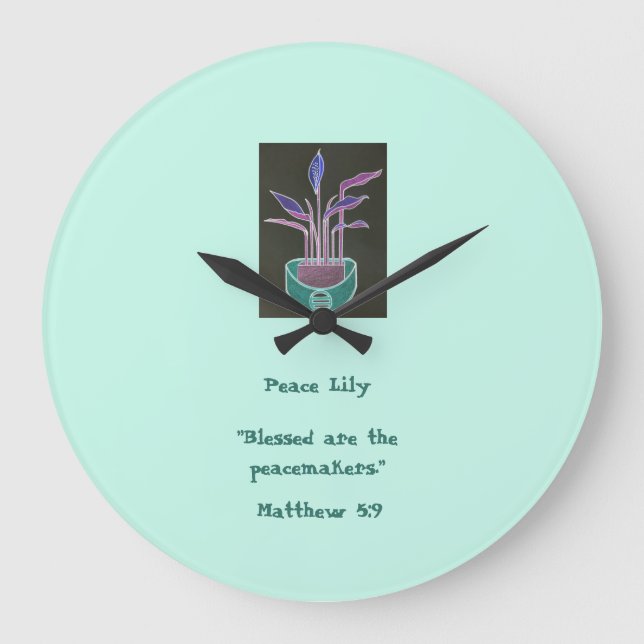 Peace Lily Große Wanduhr (Vorderseite)