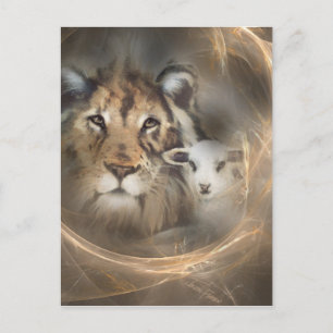 Peace Lion Lamb Religious Christus Postkarte