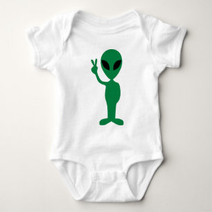 Peace Little Green Man Alien Silhouette Baby Strampler