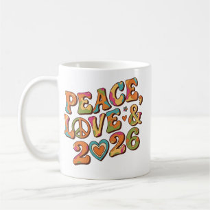 Peace Love 2026 Retro-Psychedelic-Tasse Kaffeetasse