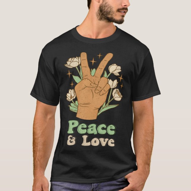 Peace & Love 60s 70s Tie Dye Hippie Costume Retro  T-Shirt (Vorderseite)