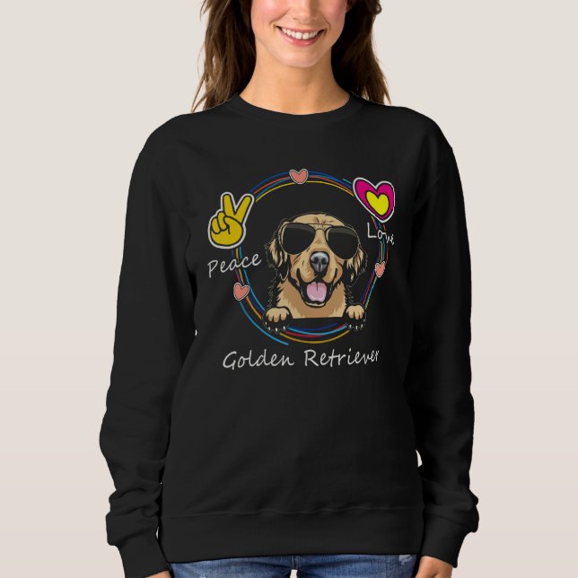 Peace Love and Golden Retriever Cute Dog  for Moth Sweatshirt (Vorderseite)