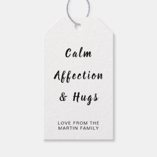 Peace Love and Hugs Minimal White Christmas Design Geschenkanhänger