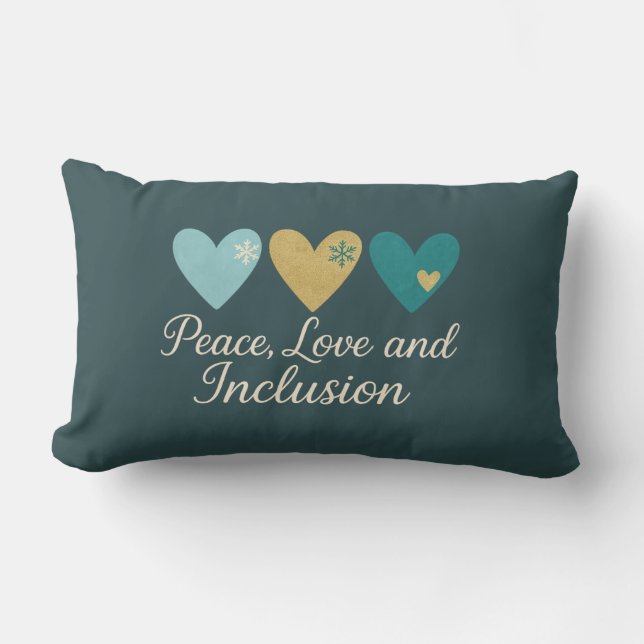 Peace, Love and Inclusion | Inclusive Holiday Lendenkissen (Vorderseite)