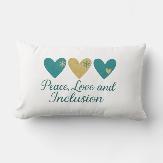 Peace, Love and Inclusion | Inclusive Holiday Lendenkissen (Vorderseite)