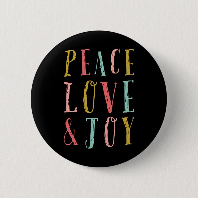 Peace Love And Joy Whimsical Holiday Toddler  Button (Vorderseite)