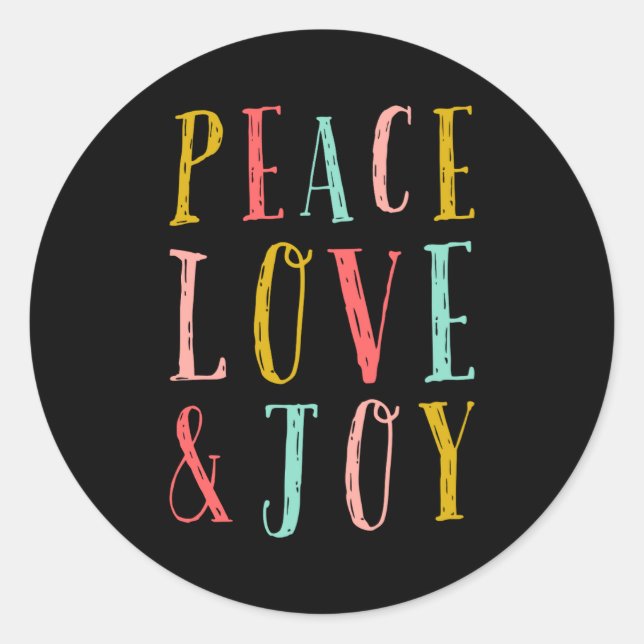 Peace Love And Joy Whimsical Holiday Toddler  Runder Aufkleber (Vorderseite)