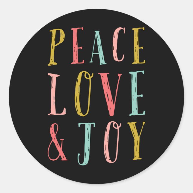 Peace Love And Joy Whimsical Holiday Toddler  Runder Aufkleber (Vorderseite)