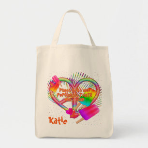 Peace Love and Popsicles-Grocery Tote Bag Tragetasche