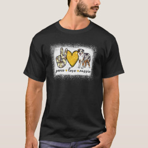 Peace Love Aussie Gebleicht Australian Shepherd T-Shirt