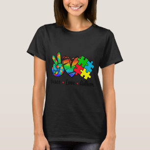 Peace Love Autism im April Trage Blau für Autismus T-Shirt