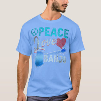 Peace Love Banjo Guitar Player Country Bluegrass T-Shirt