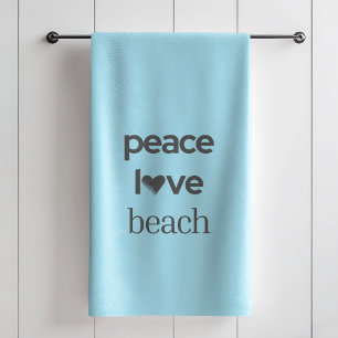 Peace Love Beach -Blaues Küstenleben Badezimmer De Badhandtuch Set