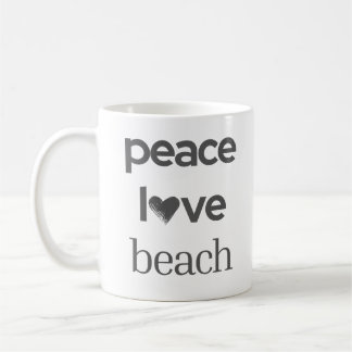 Peace Love Beach Grafik | Küstennautisches Leben Kaffeetasse