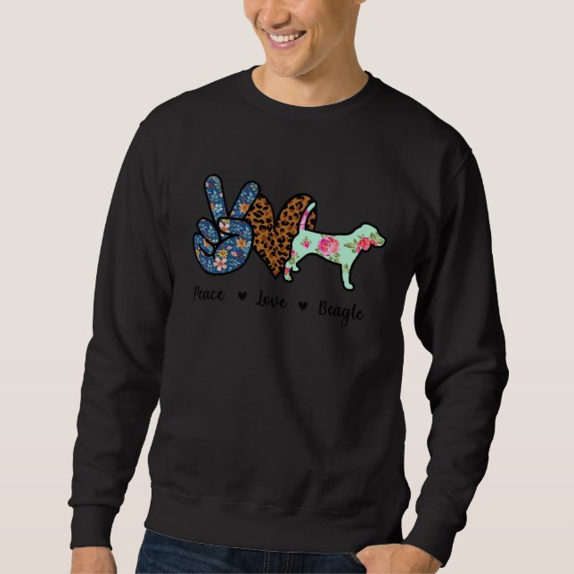 Peace Love Beagle Dog Leopard Sweatshirt (Vorderseite)