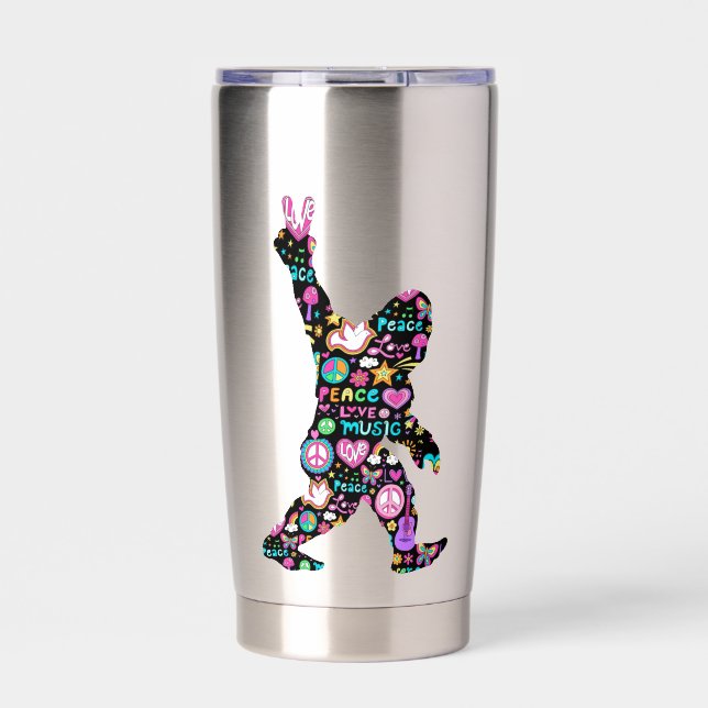 Peace Love Bigfoot Hippie Funny Bigfoot Lover      Thermobecher (Vorderseite)