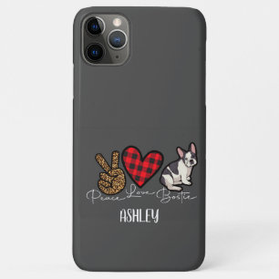 Peace Love Boston Terrier Kariert Süßer Hund Liebh Case-Mate iPhone Hülle