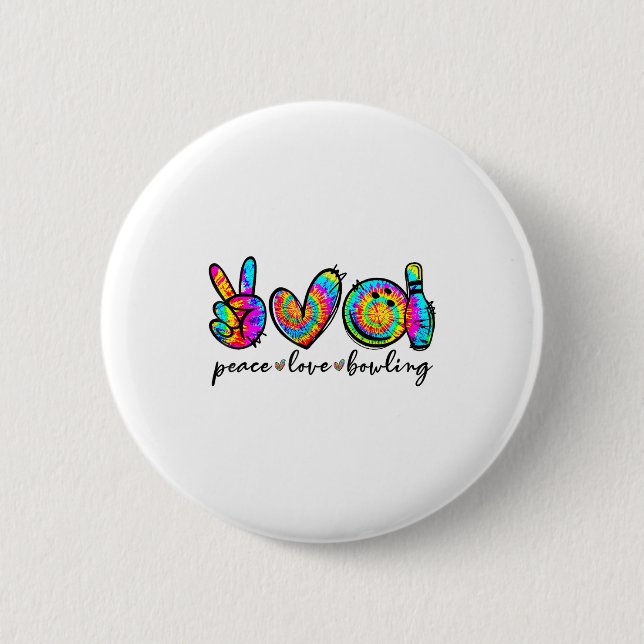Peace Love Bowling Tie Dye Funny Bowling Lovers  Button (Vorderseite)