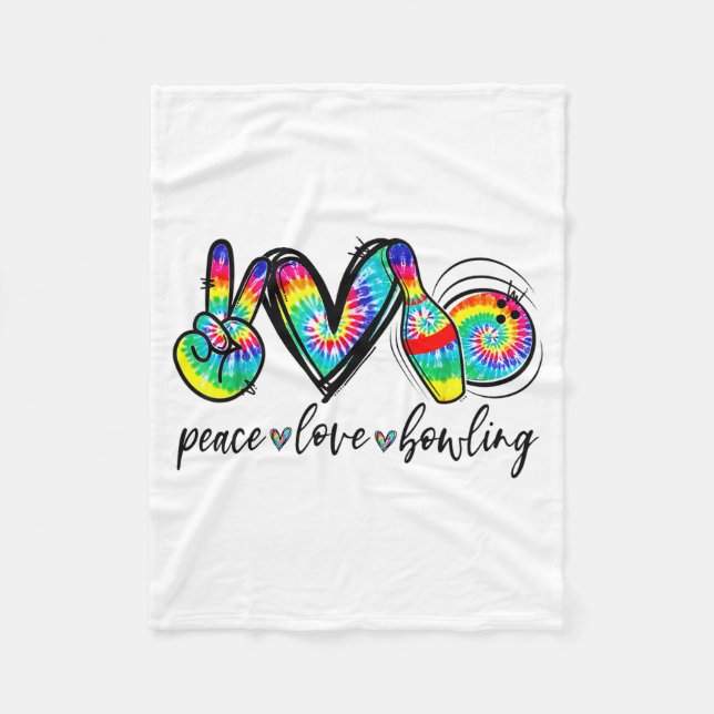 Peace Love Bowling Tie Dye Funny Bowling Lovers  Fleecedecke (Vorderseite)