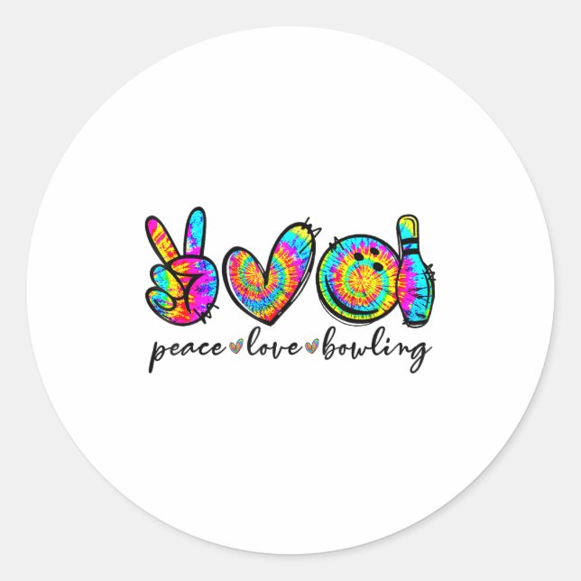 Peace Love Bowling Tie Dye Funny Bowling Lovers  Runder Aufkleber (Vorderseite)