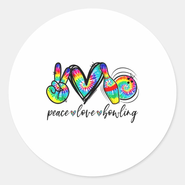Peace Love Bowling Tie Dye Funny Bowling Lovers  Runder Aufkleber (Vorderseite)