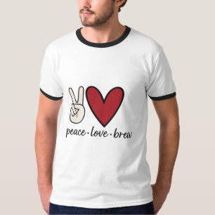 Peace Love Brew Retro-Ringer-T-Shirt für Kaffee T-Shirt