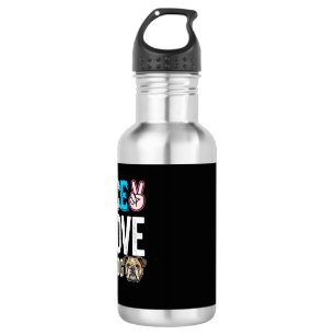 Peace Love Bulldogge Vektor Edelstahlflasche