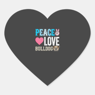 Peace Love Bulldogge Vektor Herz-Aufkleber