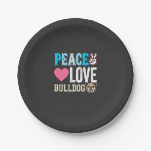 Peace Love Bulldogge Vektor Pappteller